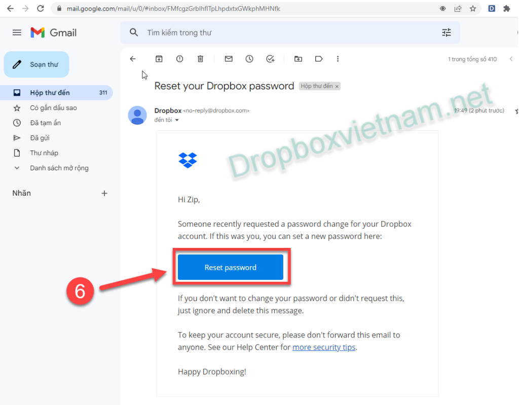 Hướng dẫn thay đổi hoặc đặt lại mật khẩu trên Dropbox