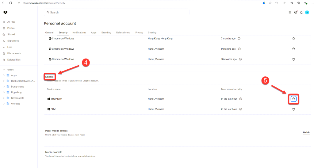 Cách xem các thiết bị bạn đã đăng nhập Dropbox và đăng xuất từ ​​xa
